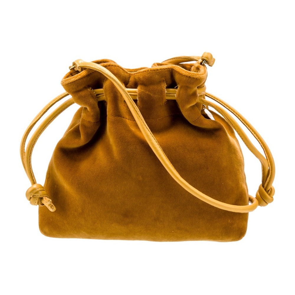 Clare V petit henri Mini Bucket Bag with Drawstring Closure in goldenrod velvet